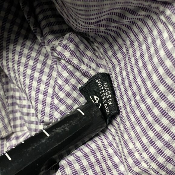 TOM FORD Lavender White Cotton Micro Gingham Button Up Shirt - Picture 9 of 9